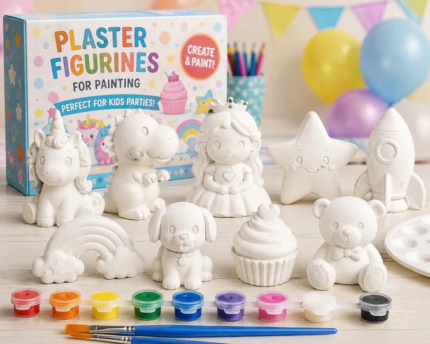 Plaster figurines set for painting
